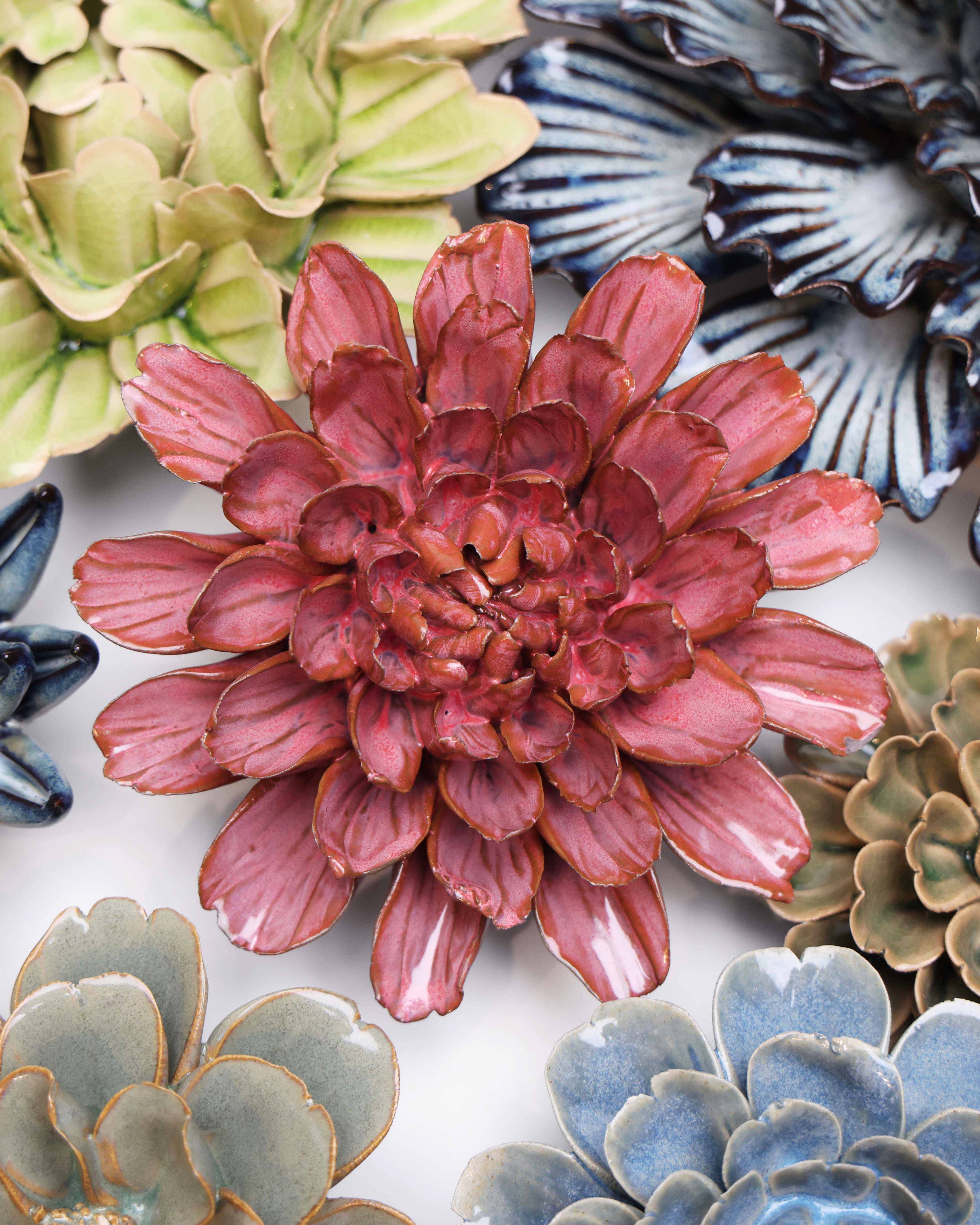 Japan Ceramic Flower Pink Dahlia - Chive UK