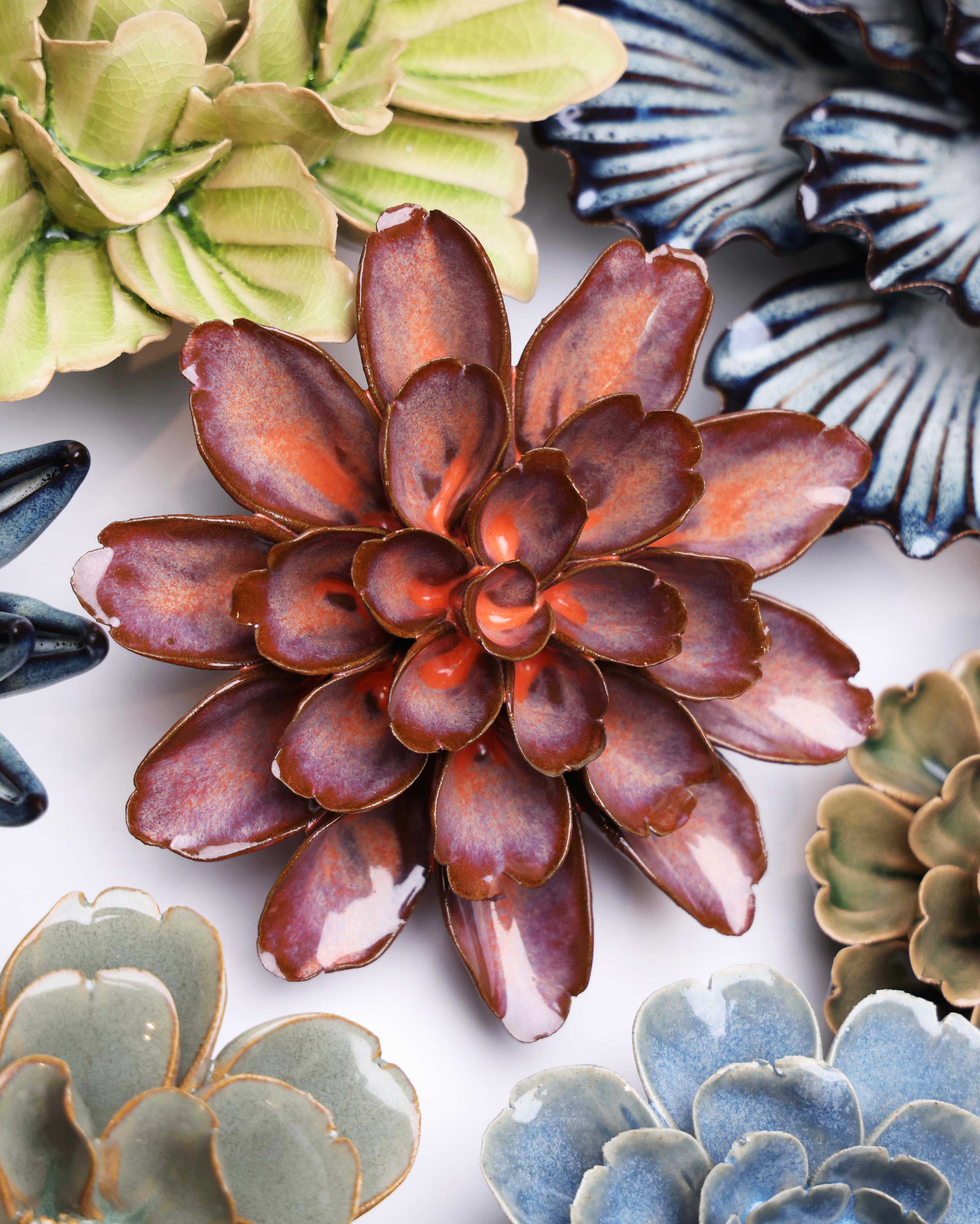 Japan Ceramic Flower Rust Daisy - Chive UK