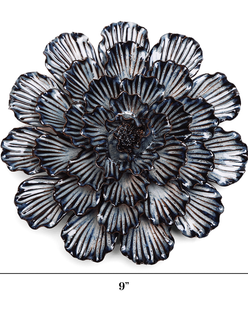 Japan Ceramic Flower Blue Dinner Plate Dahlia - Chive UK