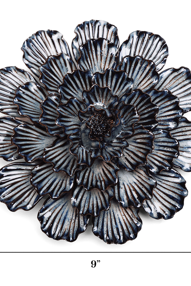 Japan Ceramic Flower Blue Dinner Plate Dahlia - Chive UK