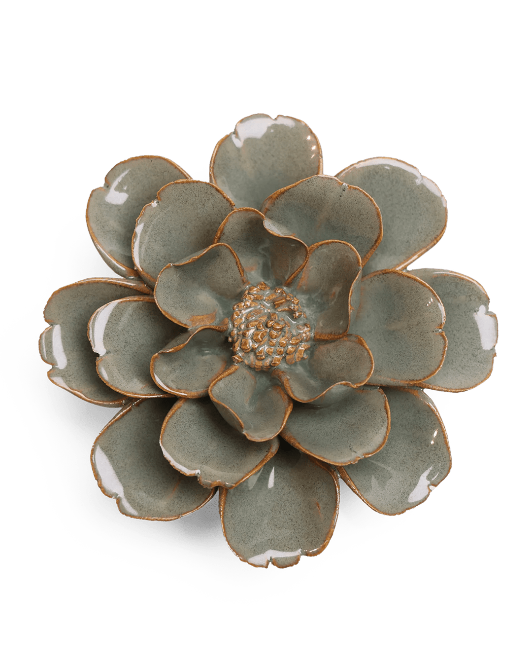 Japan Ceramic Flower Green Grey Hibiscus - Chive UK