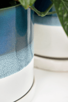 Minute Ceramic Pot And Saucer Set With Drainage - Chive UK