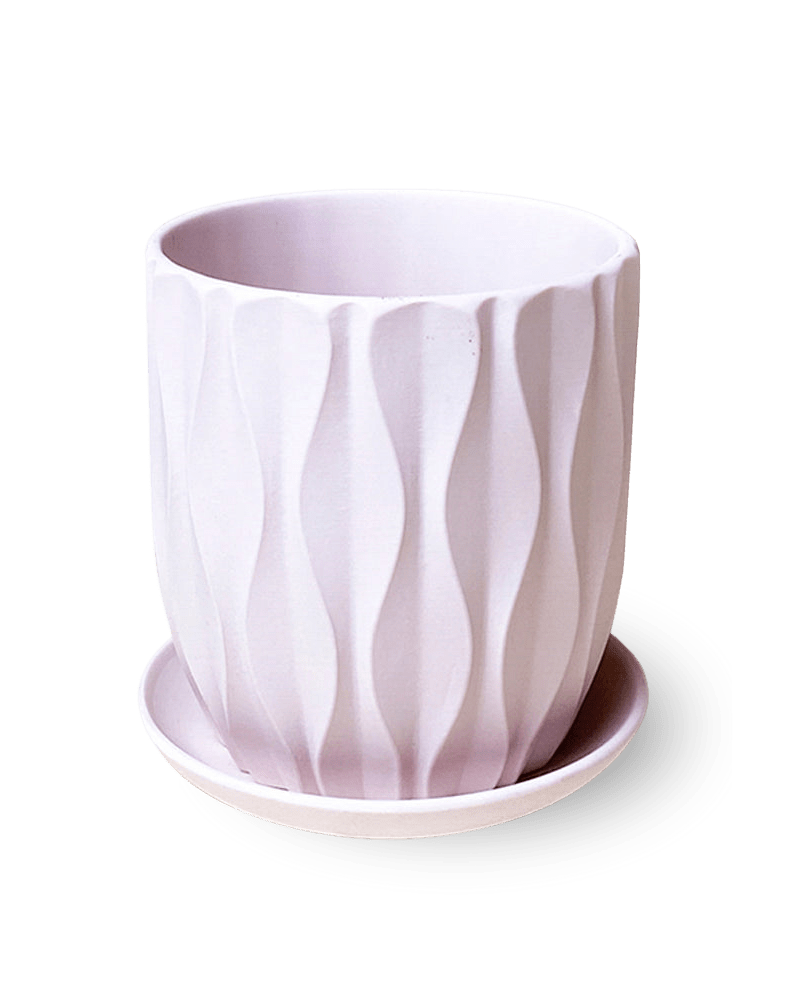 Virago 3.5" Porcelain Pot With Drainage Hole And Saucer - Chive UK