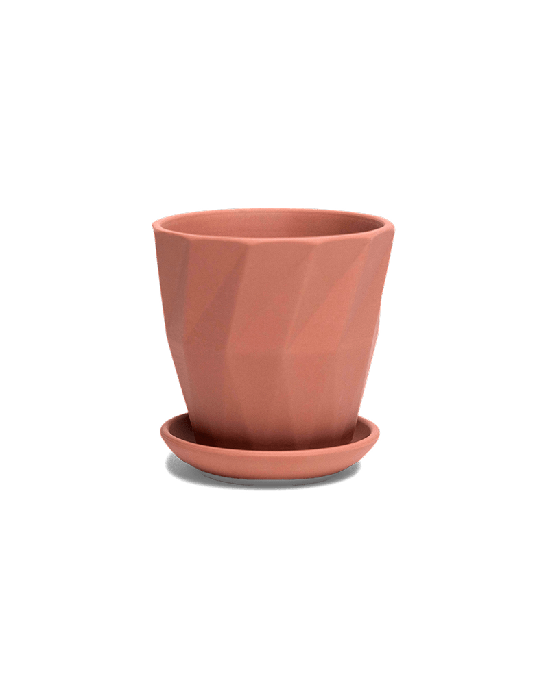 Virago 3.5" Porcelain Pot With Drainage Hole And Saucer - Chive UK