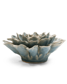 English Garden Ceramic Flower Teal Dinner Plate Dahlia - Chive UK