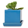 Cube & Saucer Ceramic Pot With Drainage Hole
