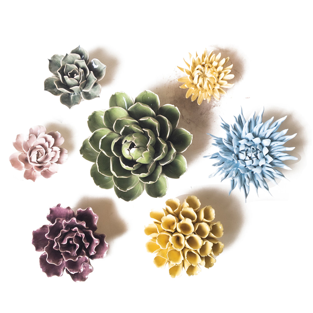 Ceramic Flowers With Keyhole For Hanging On Walls Kyoto Set